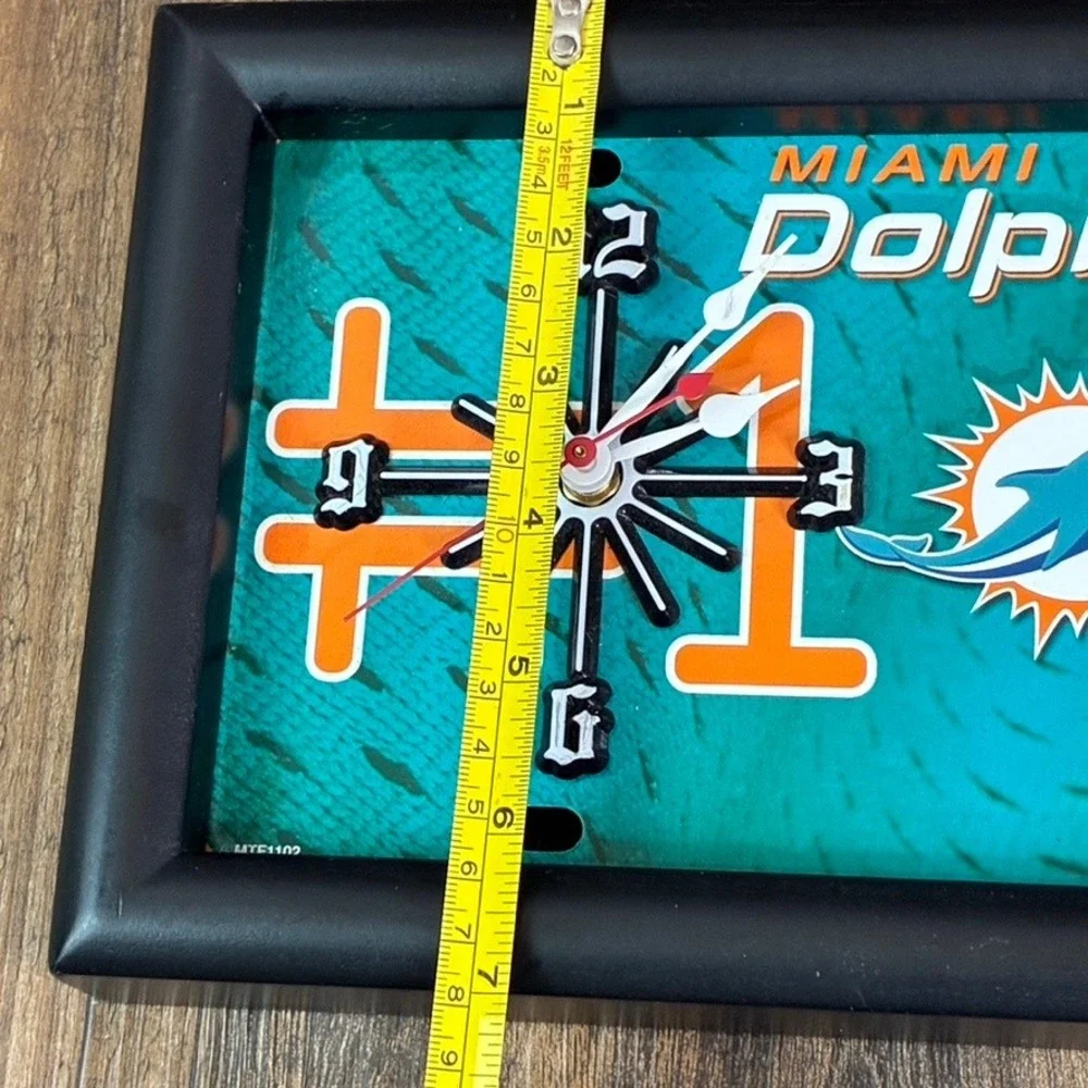 Miami Dolphins NFL License Plate Wall Clock Rico Industries MTF1102 Teal Orange